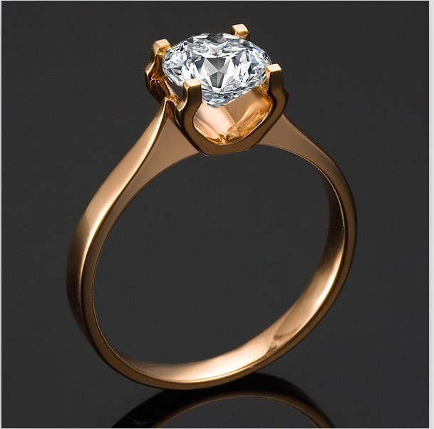 Solid Rose Gold 18K Real Jewelry 1CT Lab Grown Diamond Ring Women ...