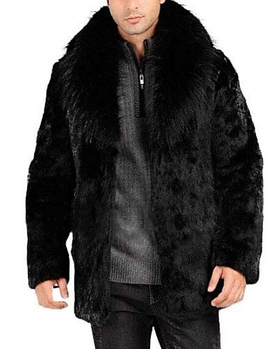 MENS ALPHA MALE BLACK ONYX FAUX FUR COAT / Luxury Faux Fur Jacket Fur Coat