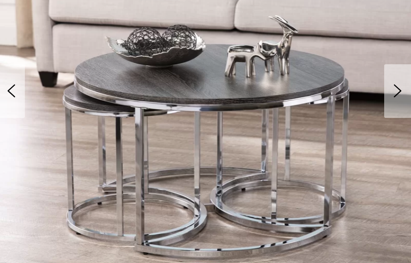 Calkins 3 Piece Coffee Table Set Silver, 3 Piece Silver Living Room Table Set